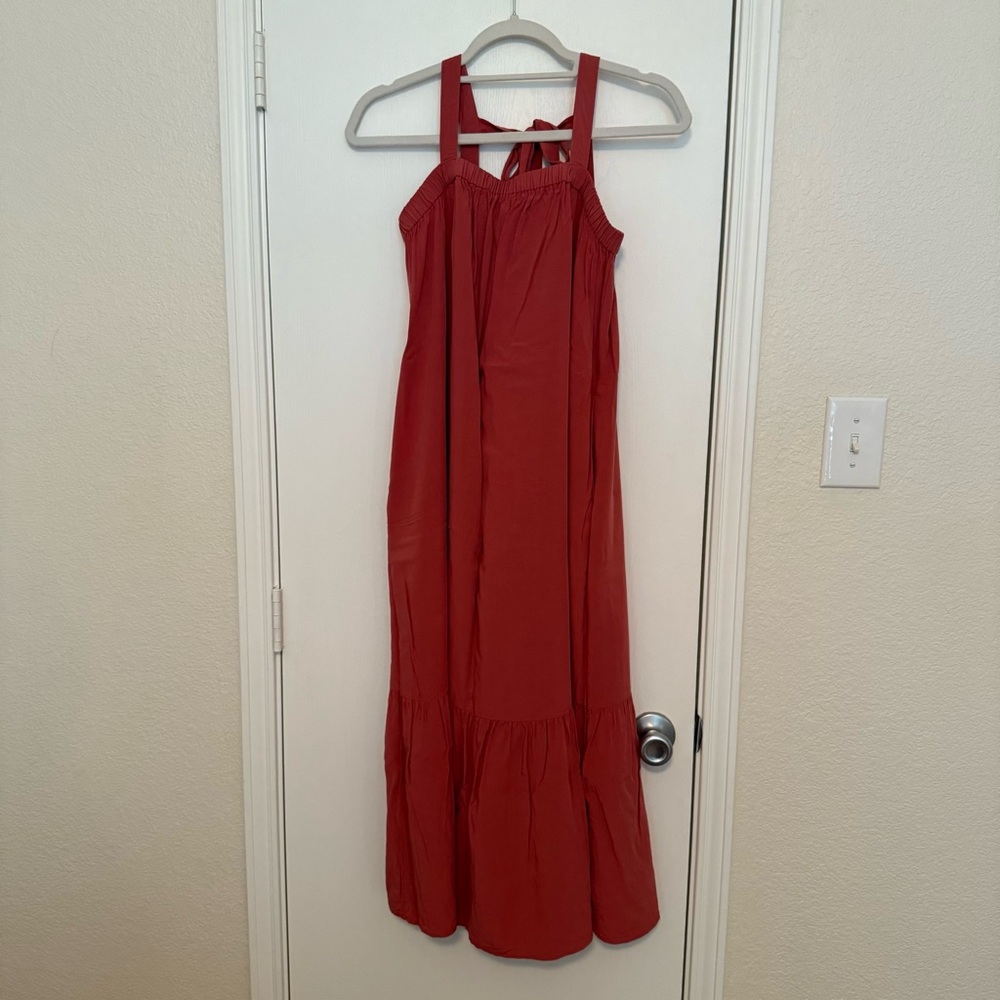 Old Navy Rust Ruffled Midi Dress